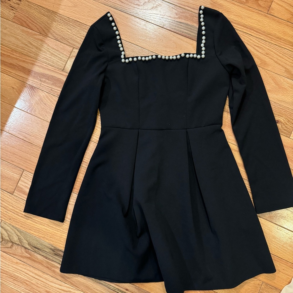 Black Dress with Pearl Accents
